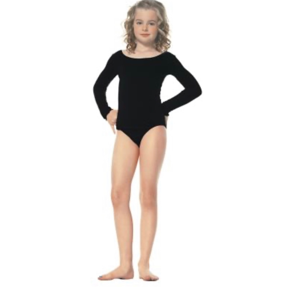 Girls black Velvet body suit. Size 6